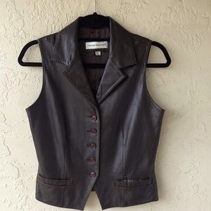 Vintage Florine Wachter Leather Vest Size 2